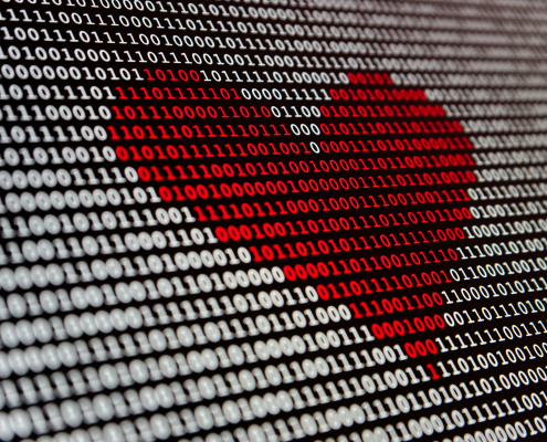 Binärcode mit Herz Herz aus Binärcode
